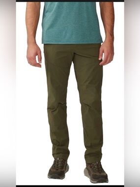 NWT Mountain Hardwear Mens AP Pants Size 41x30 Green Hiking UPF 50 Roll Up Cuff
